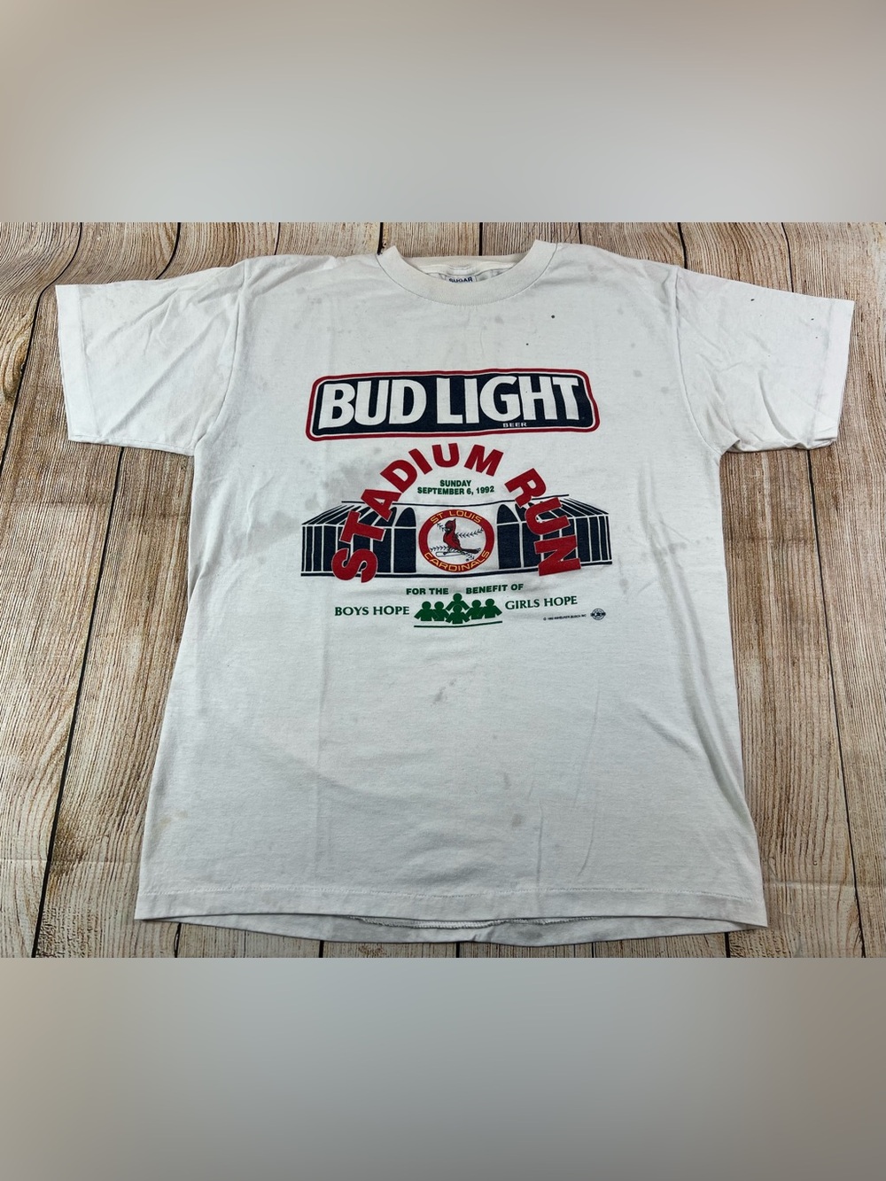 Vintage 90s Bud Light Stadium Run St Louis Missouri Cardinals T Shirt Size Large